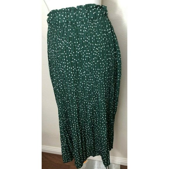 Exlura Womens High Waist Polka Dot Pleated Skirt M - Picture 4 of 6